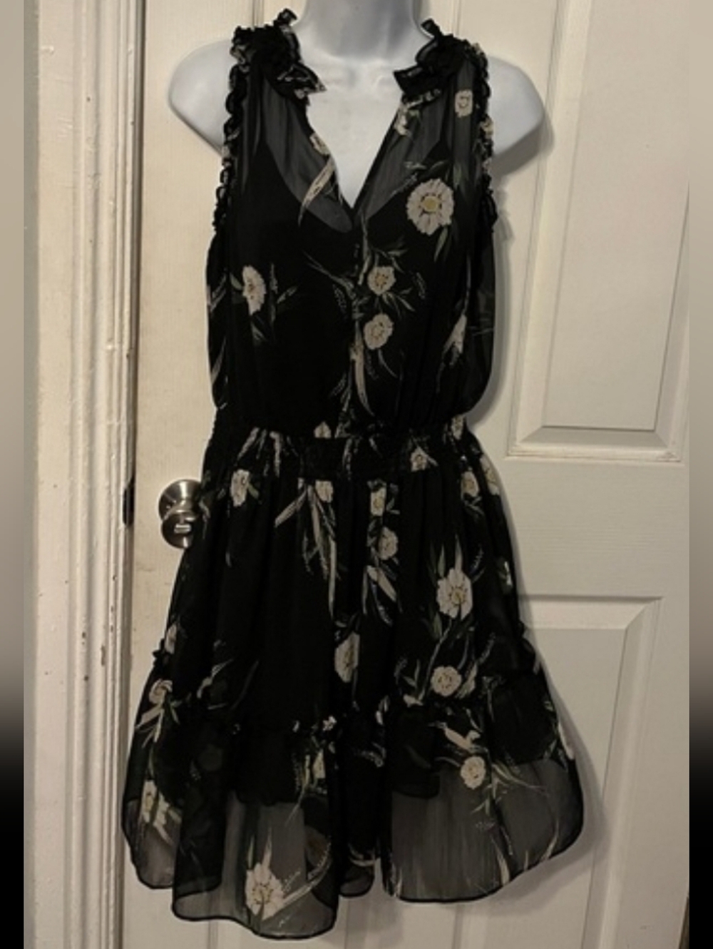NWT Maurices Floral Ruffle Trim Skater Dress